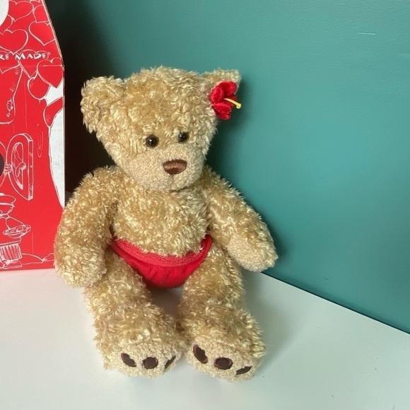 BUILD A Bear Timeless Teddy - Red Underwear & Hibiscus Original Box Valentines - Picture 2 of 7